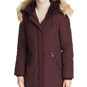 Burgundy Vince Camuto Faux-Fur Hooded Down Parka